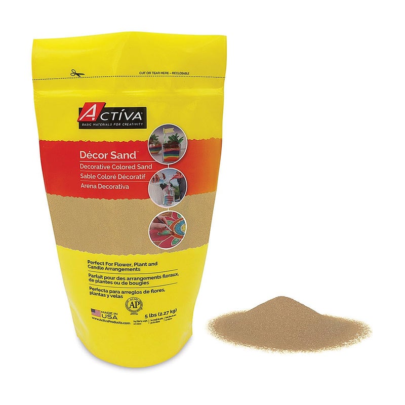 Activa Light Brown Decorative Colored Resealable Bag, 5lb (2.27kg) | Fine Grain & Fade-Proof Crafts Sand Art